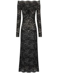 Rabanne - Floral-Lace Bardot-Collar Dress - Lyst