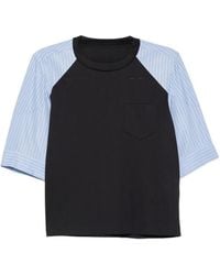 Sacai - Stripe-Sleeve Raglan T-Shirt - Lyst