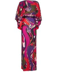 PUCCI - Maxi-Jurk Met Cape En Orchidee-Print - Lyst