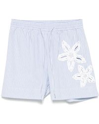 Sandro - Gestreepte Shorts Met Bloemendetail - Lyst