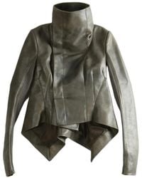 Rick Owens - Funnel-Neck Asymmetric Leather Jacket - Lyst