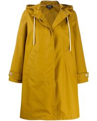 A.P.C. Drawstring Hood Rain Coat - Yellow