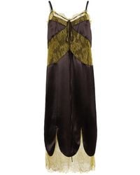 Ferragamo - Lace-Panelled Satin Midi Dress - Lyst
