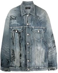 Balenciaga - Graffiti-print Oversized Denim Jacket - Lyst