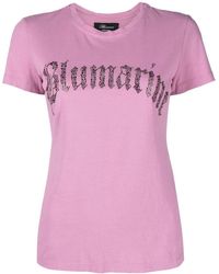 Blumarine - Camiseta con cuello redondo y logo - Lyst
