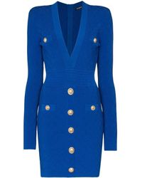 Balmain Gestricktes Minikleid - Blau