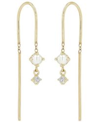 Zoe Chicco - 14Ct Wire Diamond And Pearl Earrings - Lyst