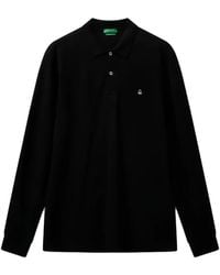 Benetton - Long-Sleeve Logo-Embroidered Polo Shirt - Lyst