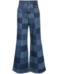 Chloé - Jeans a gamba ampia con design patchwork - Lyst