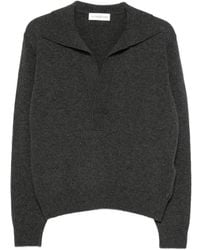 Victoria Beckham - Polo-Collar V-Neck Wool Sweater - Lyst
