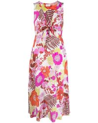 P.A.R.O.S.H. - Floral-print Sleeveless Silk Dress - Lyst