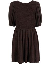 Ganni - Striped Smocked Mini Dress - Lyst