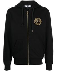 Versace Jeans Couture - Logo-Embroidered Zipped Hoodie - Lyst