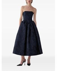 Carolina Herrera - Floral-Jacquard Strapless Midi Dress - Lyst