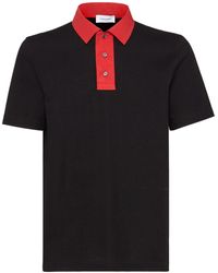 Ferragamo - Contrasting-collar Cotton Polo Shirt - Lyst