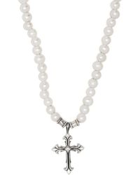 Emanuele Bicocchi - Cross Pendant Pearl Necklace - Lyst