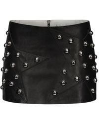 Area - Star-stud Embellished Leather Miniskirt - Lyst
