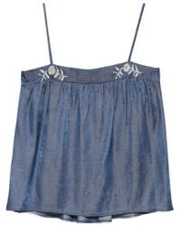 Liu Jo - Denim-Like Floral Tank Top - Lyst