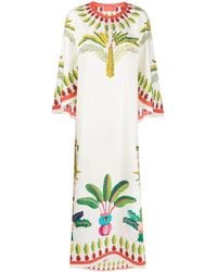 La DoubleJ - Flying Palm Tree-Print Poplin Kaftan Dress - Lyst