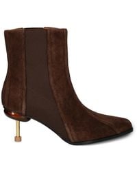 4Ccccees - Sculptural-Heel Suede Ankle Boots - Lyst