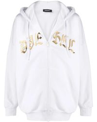DIESEL - Foil Logo Zip-Up Hoodie - Lyst