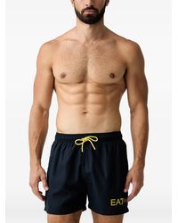 EA7 - Logo-Print Drawstring Swim Shorts - Lyst