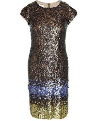 Oscar de la Renta - Embellished Short-Sleeved Dress - Lyst