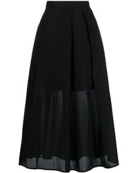 DKNY - Pleated Cotton Midi Skirt - Lyst