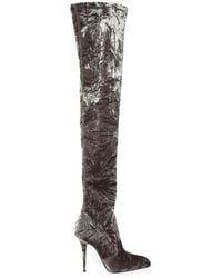 Saint Laurent - Aint Laurent Talia Velvet Boots - Lyst
