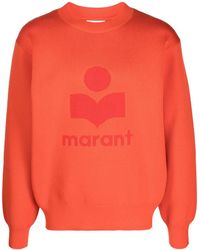 Isabel Marant - Intarsia-knit Logo Ribbed-knit Sweatshirt - Lyst