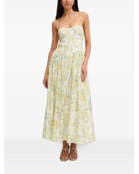 Bardot - Estie Floral-Print Lace-Up Flared Maxi Dress - Lyst