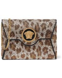 Versace - La Medusa Clutch Met Kristallen Luipaardprint - Lyst