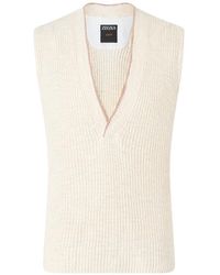 ZEGNA - V-Neck Cotton Polo Shirt - Lyst