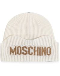 Moschino - Logo-Intarsia Ribbed-Knit Beanie Hat - Lyst