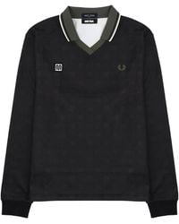 Fred Perry - Poloshirt Met Monogram En Lange Mouwen - Lyst