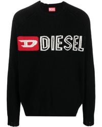 DIESEL - Wool Crewneck Sweater With Cut-up Logo - Lyst