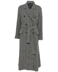 Brunello Cucinelli - Checked Double-Breasted Coat - Lyst