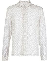 Bode - Floral-Lace Long-Sleeve Shirt - Lyst