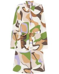 Marella - Tie-Waist Geometric-Print Midi Dress - Lyst