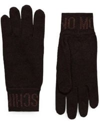 Moschino - Gants Côtelés En Laine À Logo - Lyst