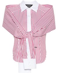 DSquared² - Knotted-sleeves Striped Shirt - Lyst