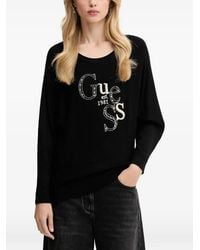 Guess - Embroidered Long-Sleeved T-Shirt - Lyst