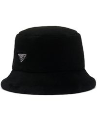 Prada - Triangle-logo Shearling Bucket Hat - Lyst