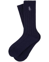 Sporty & Rich - Ribbed Embroidered-Logo Socks - Lyst