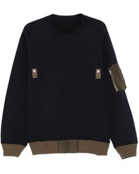 Sacai - Panelled Zip-Fastening Sweater - Lyst