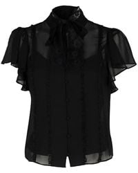 Cinq À Sept - Virelle Lace-Trimmed Pussy-Bow Shirt - Lyst