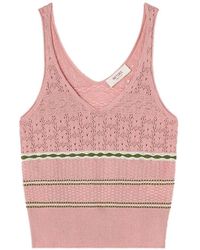 RETORI - Mix-Stitch Striped V-Neck Knitted Cotton Tank Top - Lyst