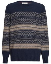 Brunello Cucinelli - Alpaca Cashmere And Wool Nordic-Jacquard Sweater - Lyst