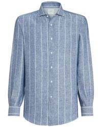 Brunello Cucinelli - Striped Twill Shirt - Lyst