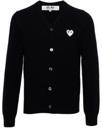 COMME DES GARÇONS PLAY - Heart-Patch Wool Cardigan - Lyst